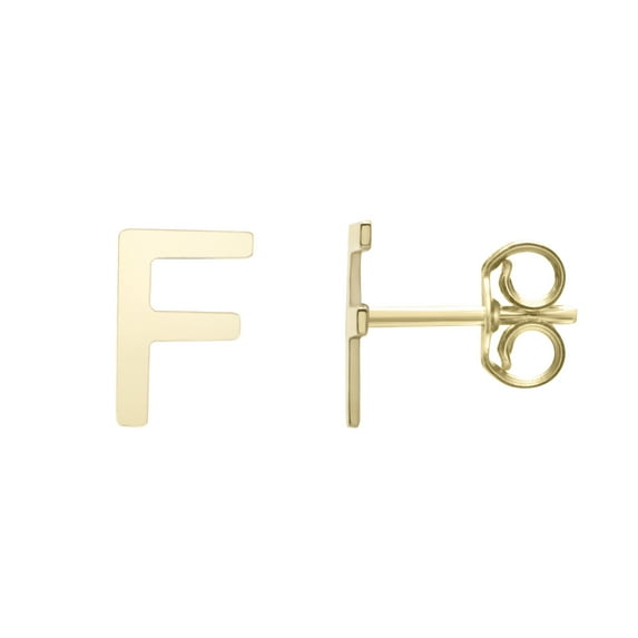 14k Yellow Gold Initial Letter F Stud Earrings