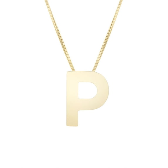 14k Yellow Gold Initial Letter P Pendant Necklace, 18"
