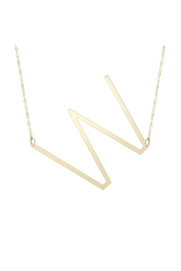 14k Yellow Gold Initial Letter W Pendant Necklace, 18"