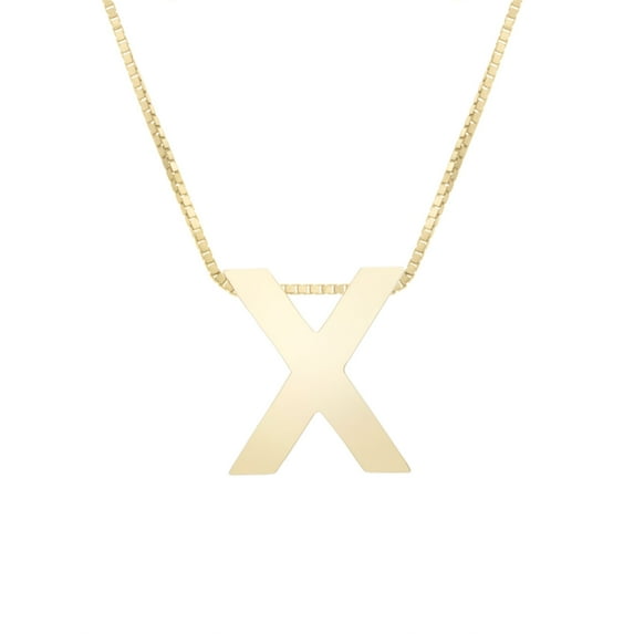 14k Yellow Gold Initial Letter X Pendant Necklace, 18"