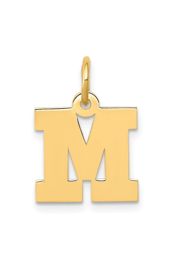 14k Yellow Gold Initial M Pendant for Women or Unisex, Bold Block Letter Charm, Polished Monogram Jewelry, Minimalist Alphabet Necklace, Solid Gold Fashion Accessory