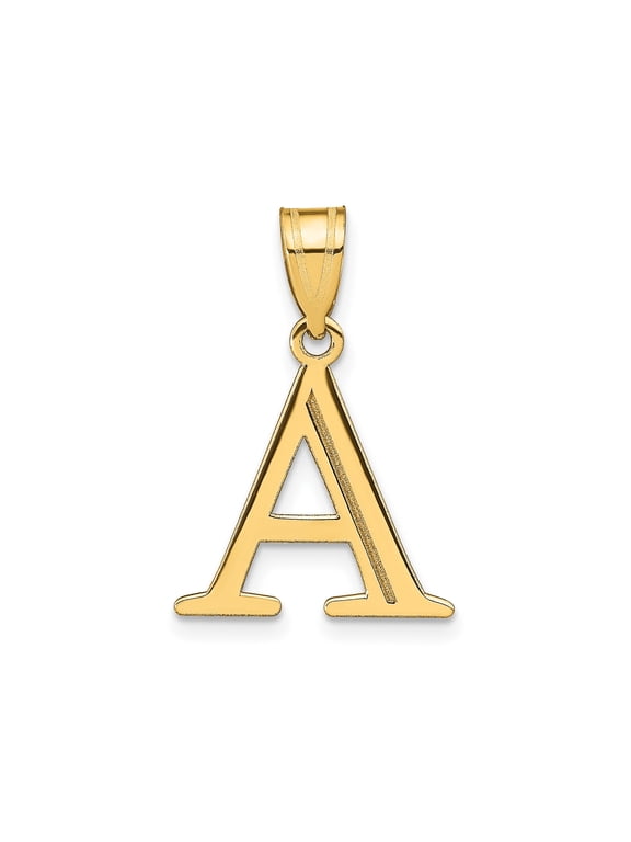 14k Yellow Gold Initial A Pendant Necklace for Women or Unisex, Polished Block Letter Charm, Cutout Monogram Jewelry for Identity or Name Customization