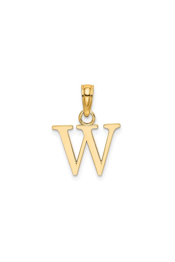 14k Yellow Gold Initial Pendant W Letter Charm for Women or Unisex, Polished Block Monogram Necklace, Dainty Identity Jewelry, Fine Real Gold Accessory