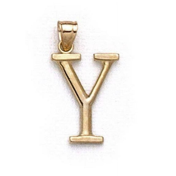 14k Yellow Gold Initial Y Pendant 1 3/8 Inch Long - 1.3 Grams