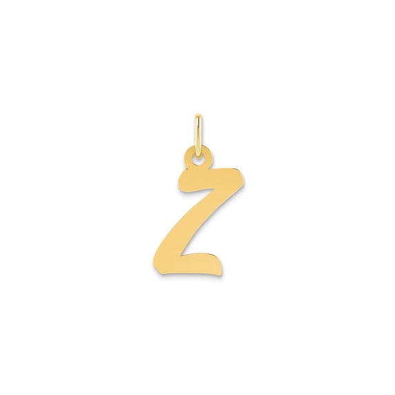 14k Yellow Gold Initial Z Pendant Charm for Women or Unisex Wear, Script Letter Monogram Necklace Accessory, Modern Personalized Alphabet Jewelry