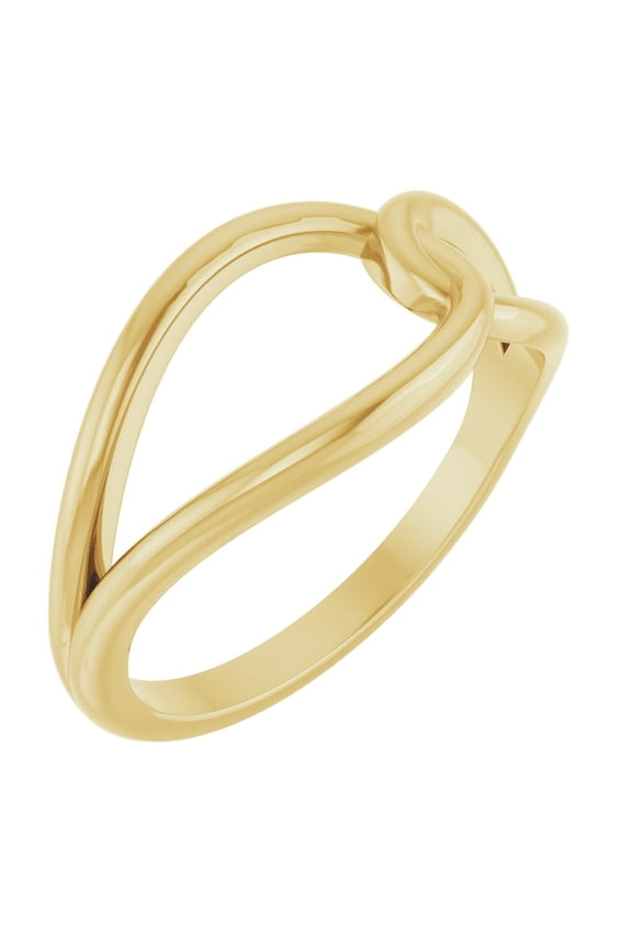 14k Yellow Gold Interlocking Circle Geometric Metal Fashion Ring Fine Jewelry For Women Gifts For Her, Size 7