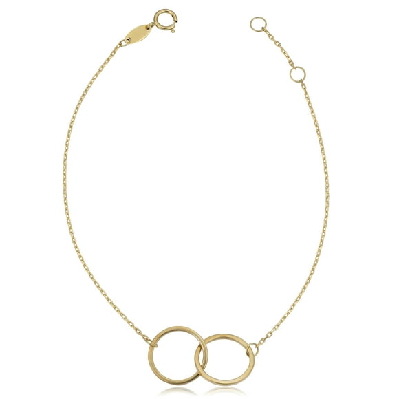 KoolJewelry 14k Yellow Gold Interlocking Circles Adjustable Length Bracelet (adjusts to 7" or 7.5")