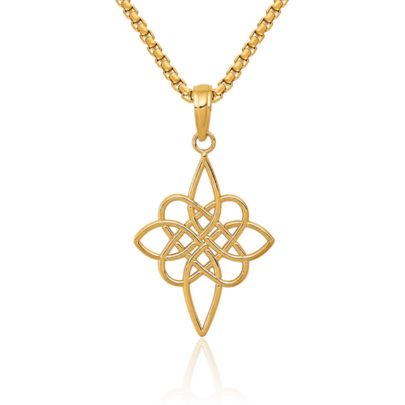14K Solid Yellow Gold Heart Irish Claddagh Celtic Love Knot Necklace Chain Pendant Charm Jewelry