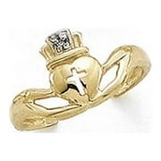 14k Yellow Gold Irish Claddagh Celtic Trinity Knot Diamond Toe Ring Jewelry for Women