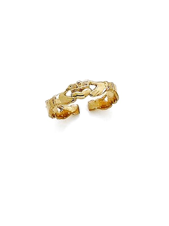 14k Yellow Gold Irish Claddagh Celtic Trinity Knot toe ring toe ring for Women - 1.4 Grams