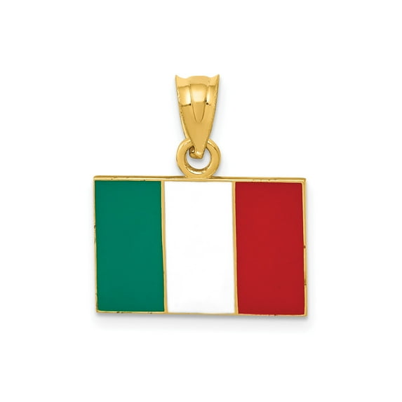 14k Yellow Gold Italy Flag Pendant for Men and Women, Tricolor Italian Heritage Charm for Necklaces, Unisex Patriotic Jewelry Symbolizing National Pride