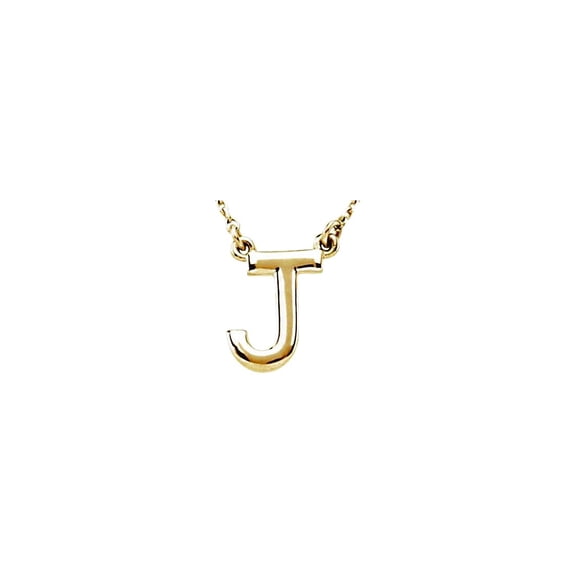 14k Yellow Gold J 16 Inch Polished Block Letter Name Personalized Monogram Initial Necklace Pendant Necklace for Women