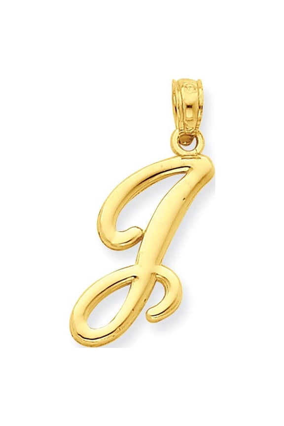 14k Yellow Gold J Script Initial Pendant