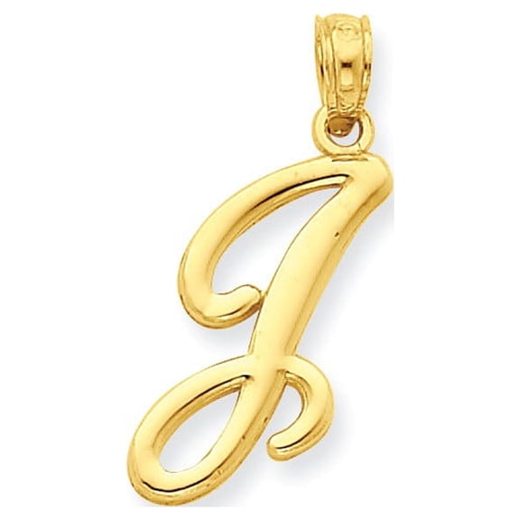 14k Yellow Gold J Script Initial Pendant