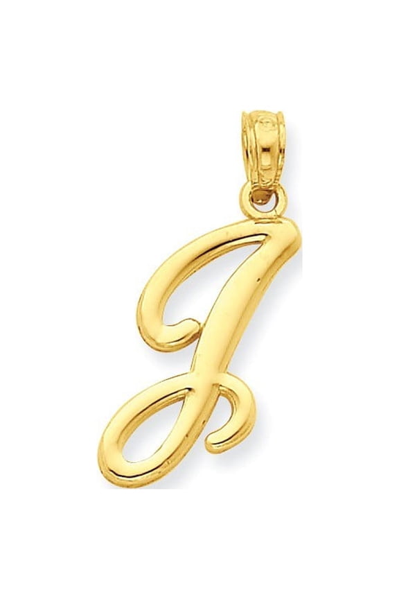 14k Yellow Gold J Script Initial Pendant