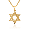 thumbnail image 1 of 14K Solid Yellow Gold Star of David Jewish Magen Necklace Judaica Religious Chain Pendant Israel Charm, 1 of 12