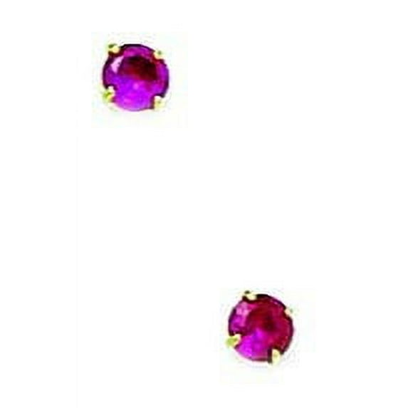 14k Yellow Gold July Red 3mm Round Cubic Zirconia Screw-Back Earrings
