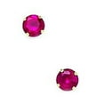 thumbnail image 1 of 14k Yellow Gold July Red 4mm Round Cubic Zirconia Screw-Back Earrings, 1 of 2
