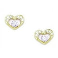 thumbnail image 1 of 14k Yellow Gold June Lt-Purple 3x3mm CZ Heart Screw-Back Earrings - Measures 7x9mm, 1 of 2