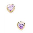 thumbnail image 1 of 14k Yellow Gold June Lt-Purple 4x4mm CZ Heart Screw-Back Earrings - Measures 5x5mm, 1 of 2