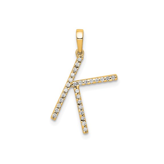 14k Yellow Gold K Pendant with White Gemstones, Alphabet Initial Charm for Women, Custom Monogram Jewelry Accent, Elegant Personalized Necklace Symbol