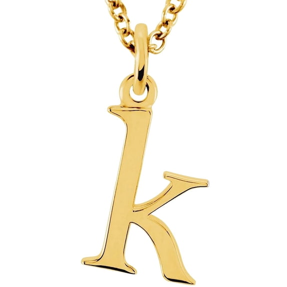 14k Yellow Gold K Polished Lowercase Letter Name Personalized Monogram Initial 16 Inch Necklace Pendant Necklace for Wom