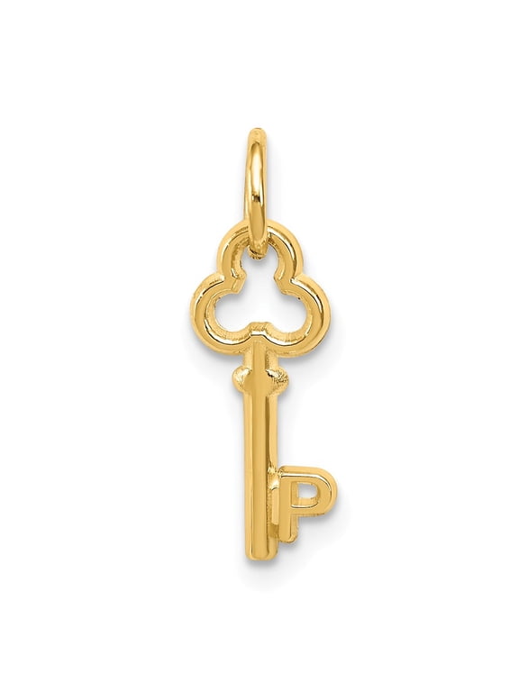 14k Yellow Gold Key Letter P Initial Charm Pendant