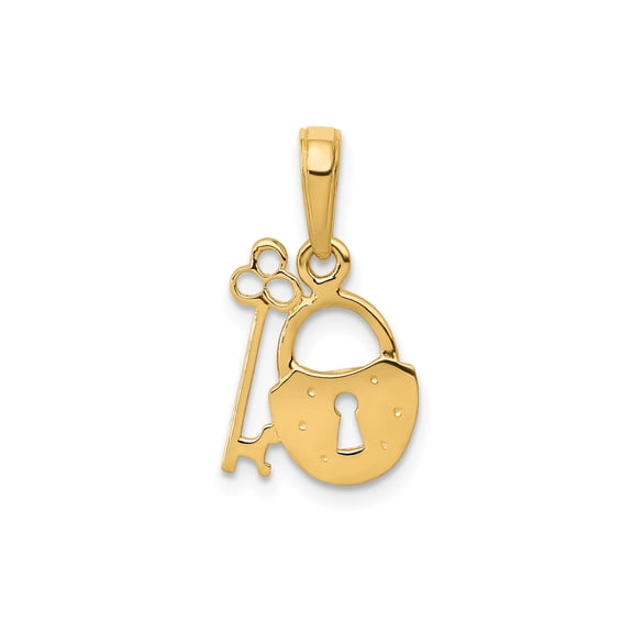14k Yellow Gold Key and Padlock Pendant Necklace for Women, Symbolic Romantic Jewelry Representing Love, Trust, and Protection, Dainty Charm for Everyday Wear