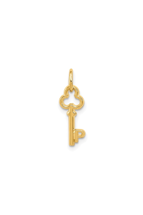 14k Yellow Gold Key Pendant for Women, Vintage Skeleton Style Symbolizing Love and New Beginnings, Classic Fashion Charm for Necklace Chains or Layering