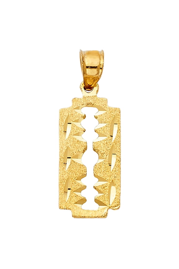 14k Yellow Gold Keyhole Pendant Cutout Modern Diamond-Cut Charm Jewelry Female Unisex