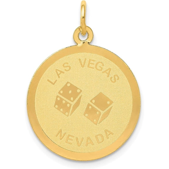 14k Yellow Gold LAS VEGAS Disc Charm - 25.5mm