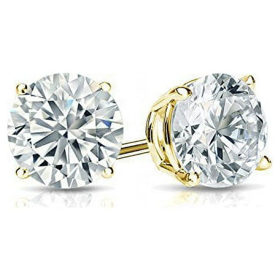 14k Yellow Gold Lab Grown Diamond Stud Earrings (3/4 cttw, E-F, VS1-VS2) 4-Prong Basket, Push Back by Diamond Wish