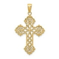 thumbnail image 1 of 14k Yellow Gold Lacey Budded Cross Pendant, 1 of 4