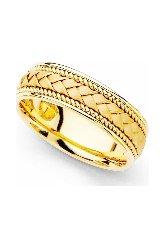 14k Yellow Gold Ladies 6-mm Hand-braided Comfort-fit Wedding Band
