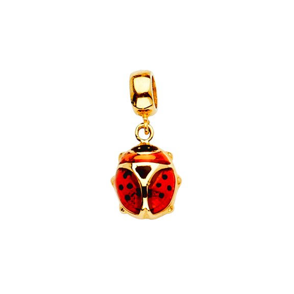 14k Yellow Gold Lady Bug Charm For Mix and Match Bracelet 9x20mm Charm Bracelet - 1.0 Grams