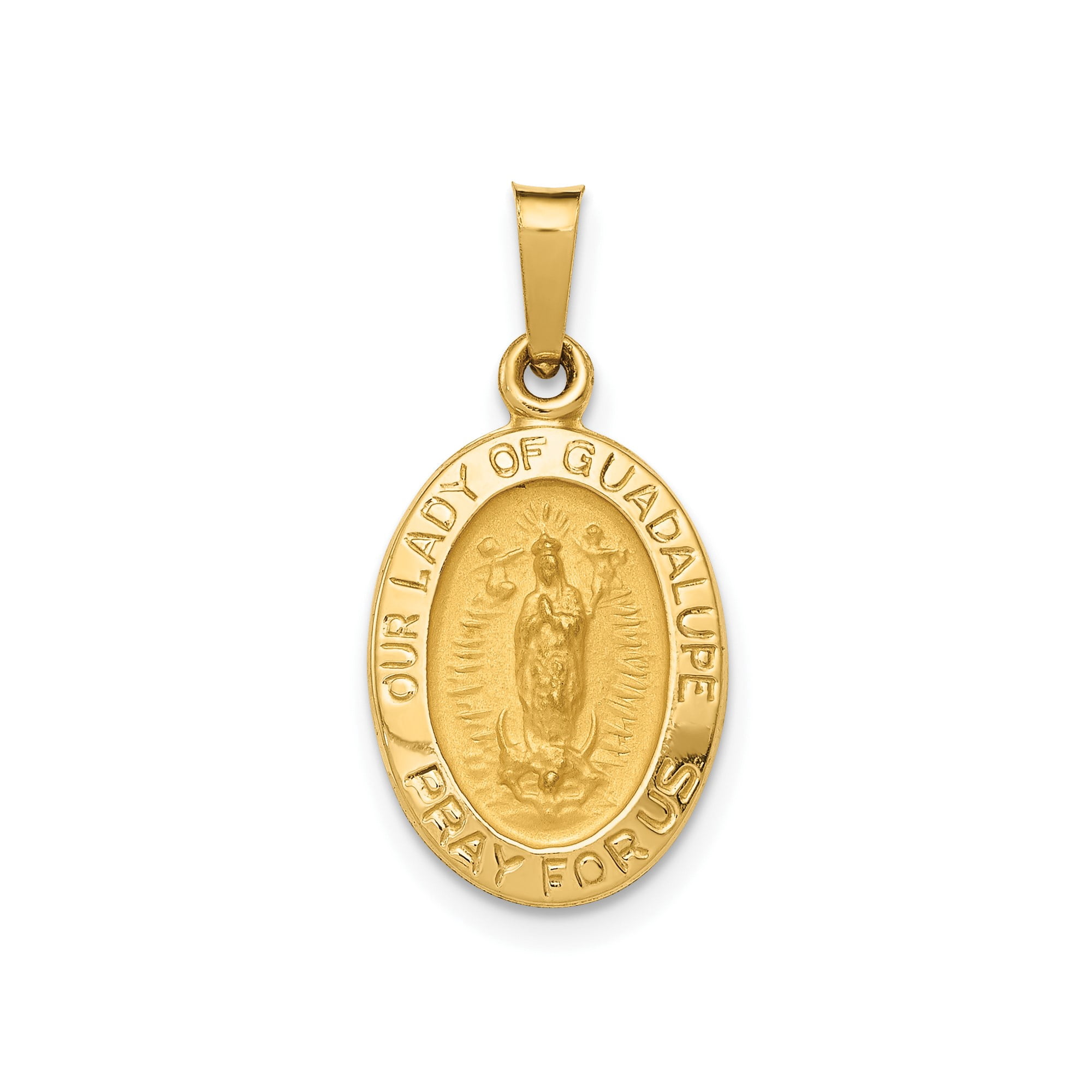 14k Yellow Gold Our Lady of Guadalupe Pendant for Women, Oval Catholic ...