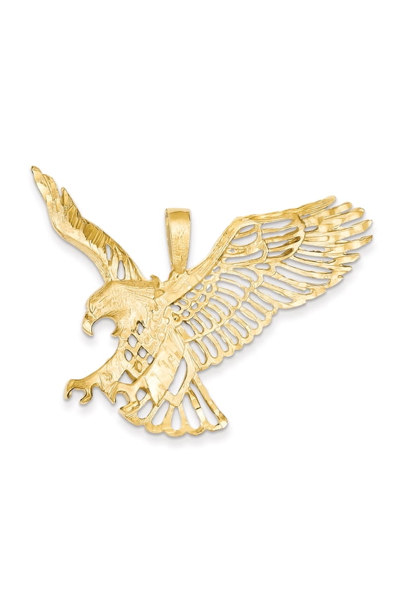 14k Yellow Gold Large Eagle Charm Pendant