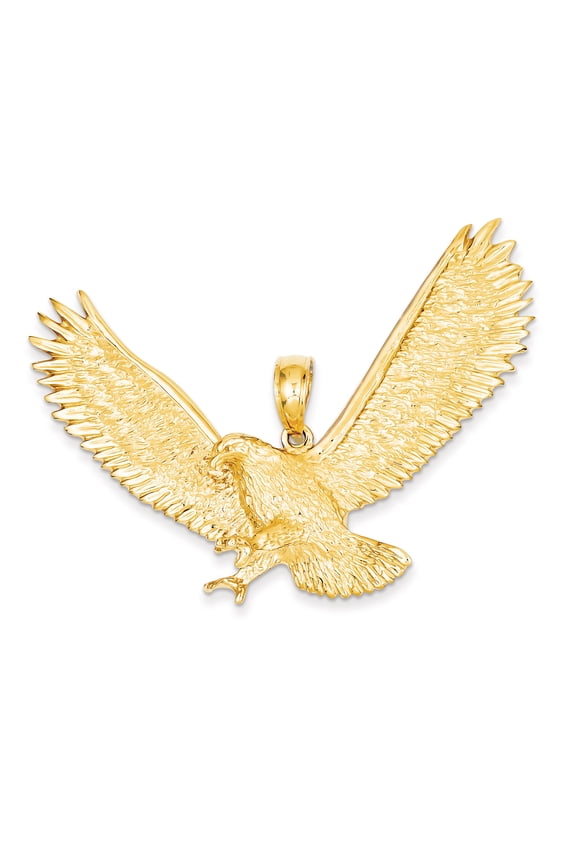 14k Yellow Gold Large Eagle Open Back Pendant Charm