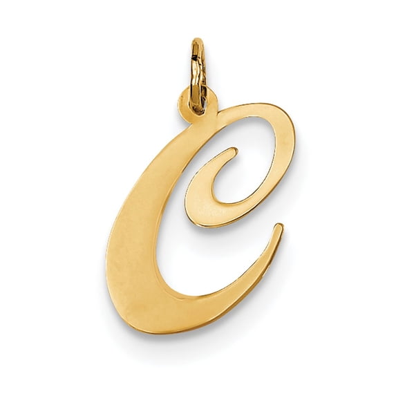 14k Yellow Gold Large Fancy Script Initial C Charm