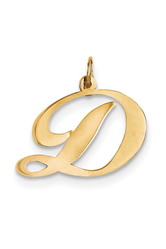 14k Yellow Gold Large Fancy Script Initial D Charm