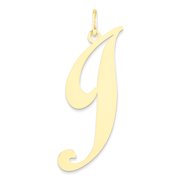14k Yellow Gold Large Fancy Script Initial J Charm Pendant