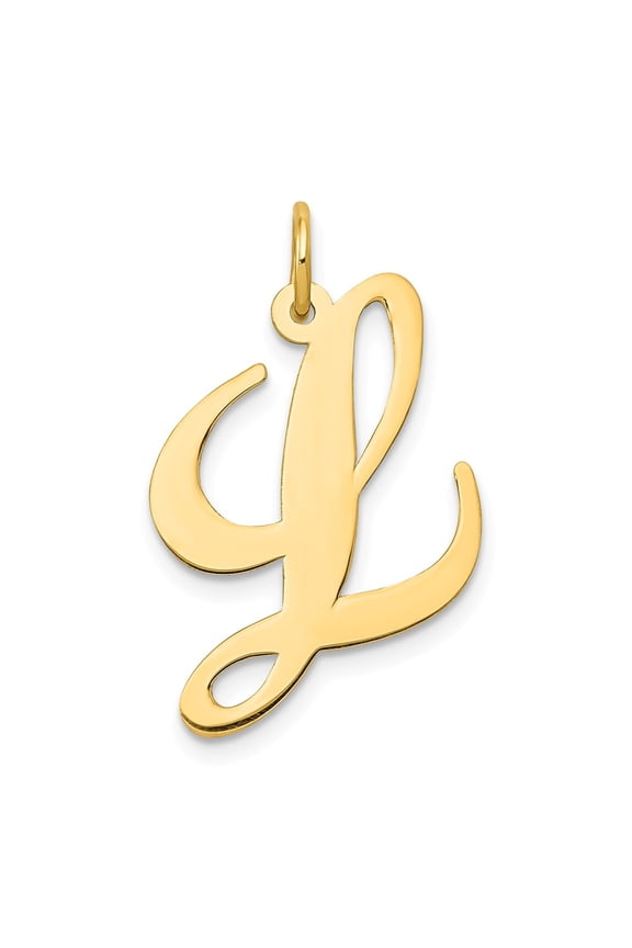14k Yellow Gold Large Fancy Script Initial L Charm