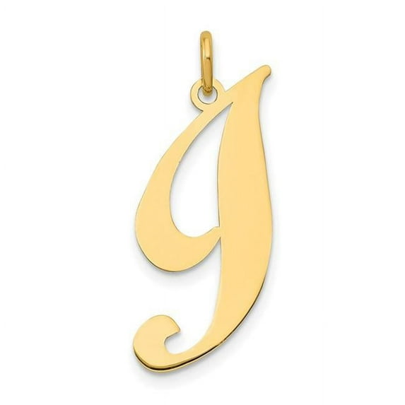 14k Yellow Gold Large Fancy Script Letter I Initial Charm Pendant
