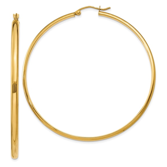 14k Yellow Gold Large Hoop Earrings for Women, Classic Polished Minimalist Style, Elegant Real Gold Jewelry for Everyday Wear or Dressy Occasions