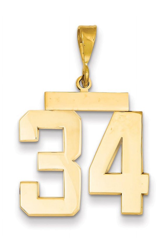 14k Yellow Gold Large Polished Number 34 Pendant / Charm