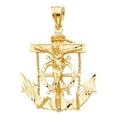 thumbnail image 1 of 14k Yellow Gold Large Religious Mariner Crucifix Charm Pendant (35mm x 32mm), 1 of 2