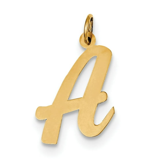 14k Yellow Gold Large Script Initial A Charm