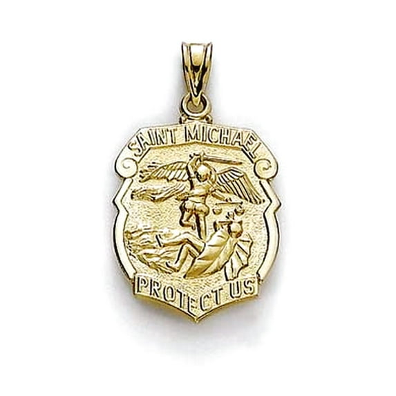 14k Yellow Gold Large St Michael Medallion Pendant Necklace Pendant for Women - 4.5 Grams