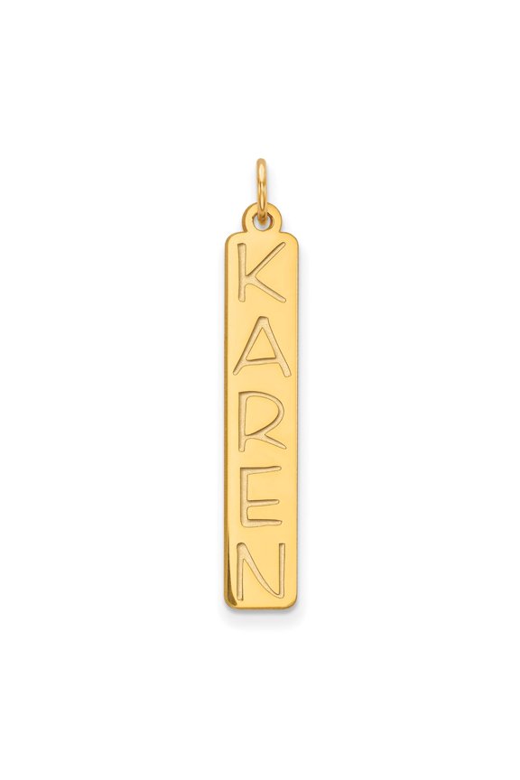 14k Yellow Gold Large Vertical Personalized Bar Charm Pendant