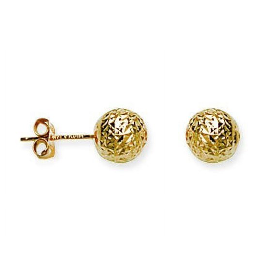 14k Yellow Gold Laser Ball Stud Earrings - 1.4 Grams